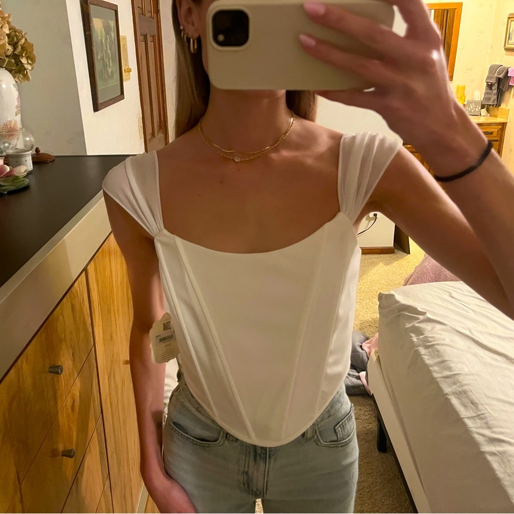 XS white altard state corset top